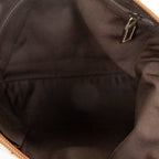 Bolso bandolera mediano de lona con monograma beige