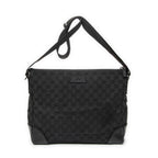 Shoulder Bag Zip Messenger Black Monogrammed Canvas