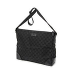 Shoulder Bag Zip Messenger Black Monogrammed Canvas