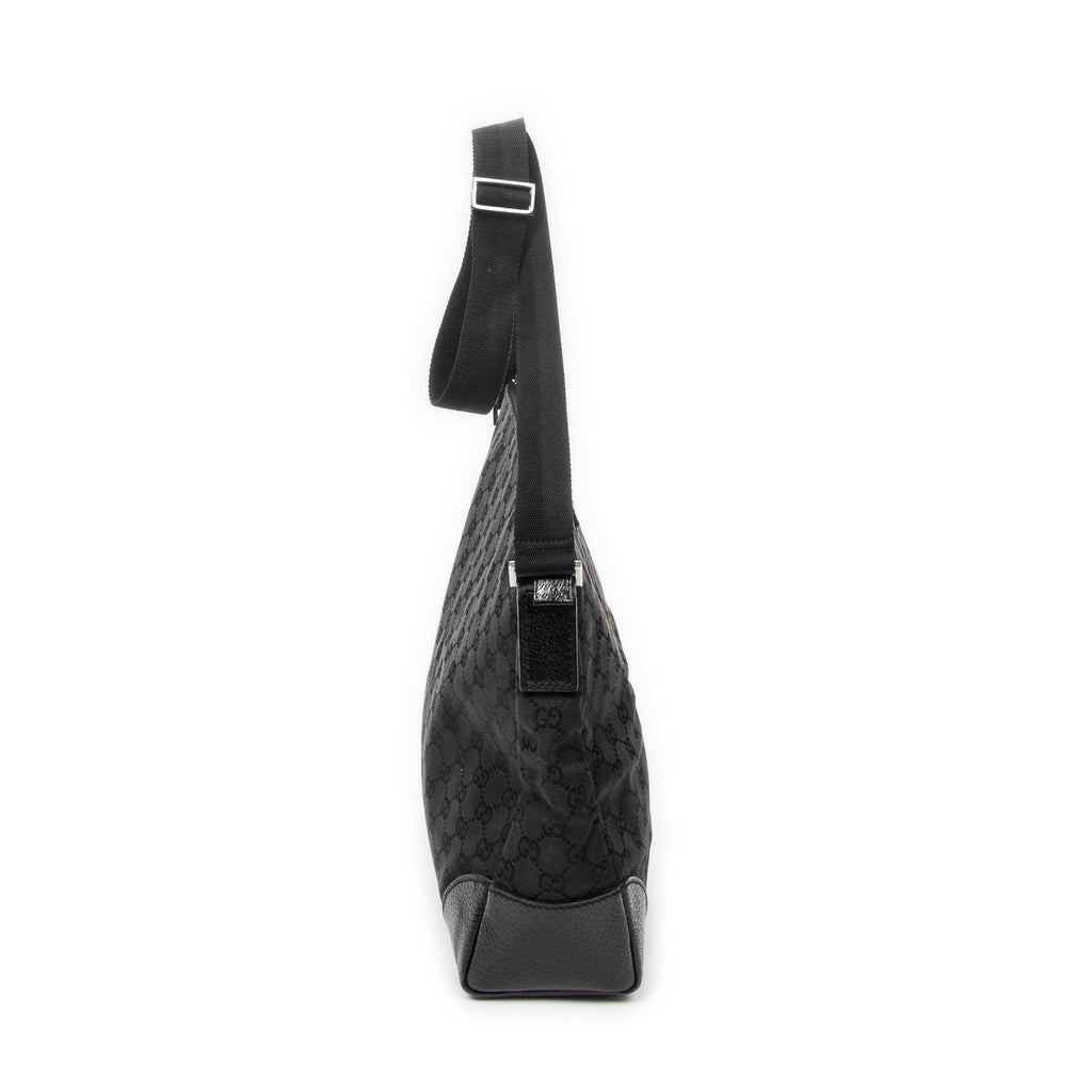 Shoulder Bag Zip Messenger Black Monogrammed Canvas