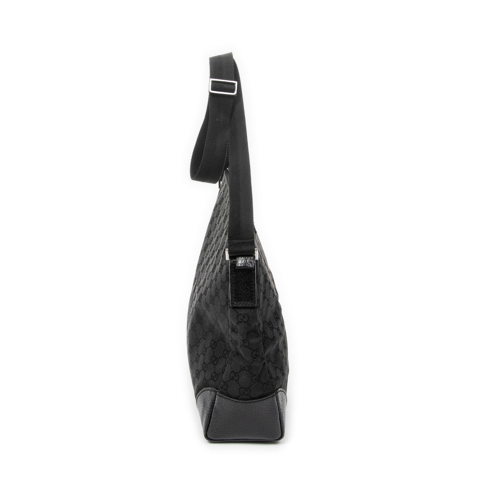 Shoulder Bag Zip Messenger Black Monogrammed Canvas