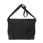 Shoulder Bag Zip Messenger Black Monogrammed Canvas