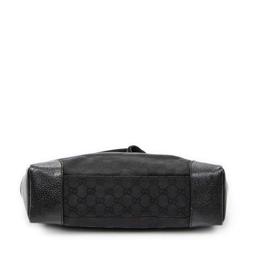 Shoulder Bag Zip Messenger Black Monogrammed Canvas