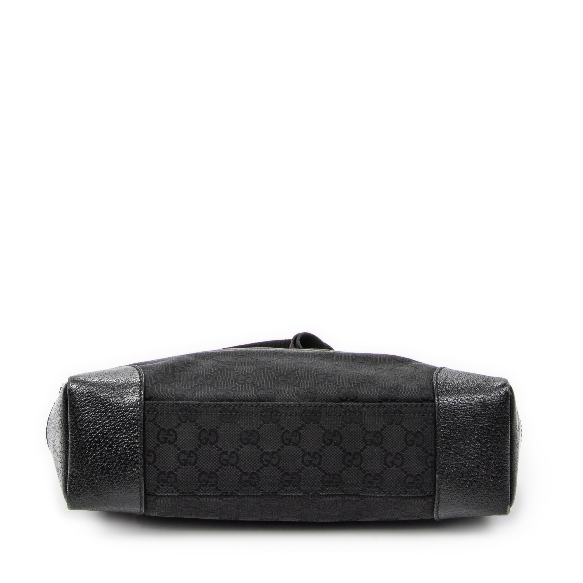 Shoulder Bag Zip Messenger Black Monogrammed Canvas