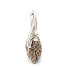 Bolso de hombro con anilla en D de lona con monograma beige