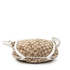Bolso de hombro con anilla en D de lona con monograma beige