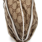 Bolso de hombro con anilla en D de lona con monograma beige