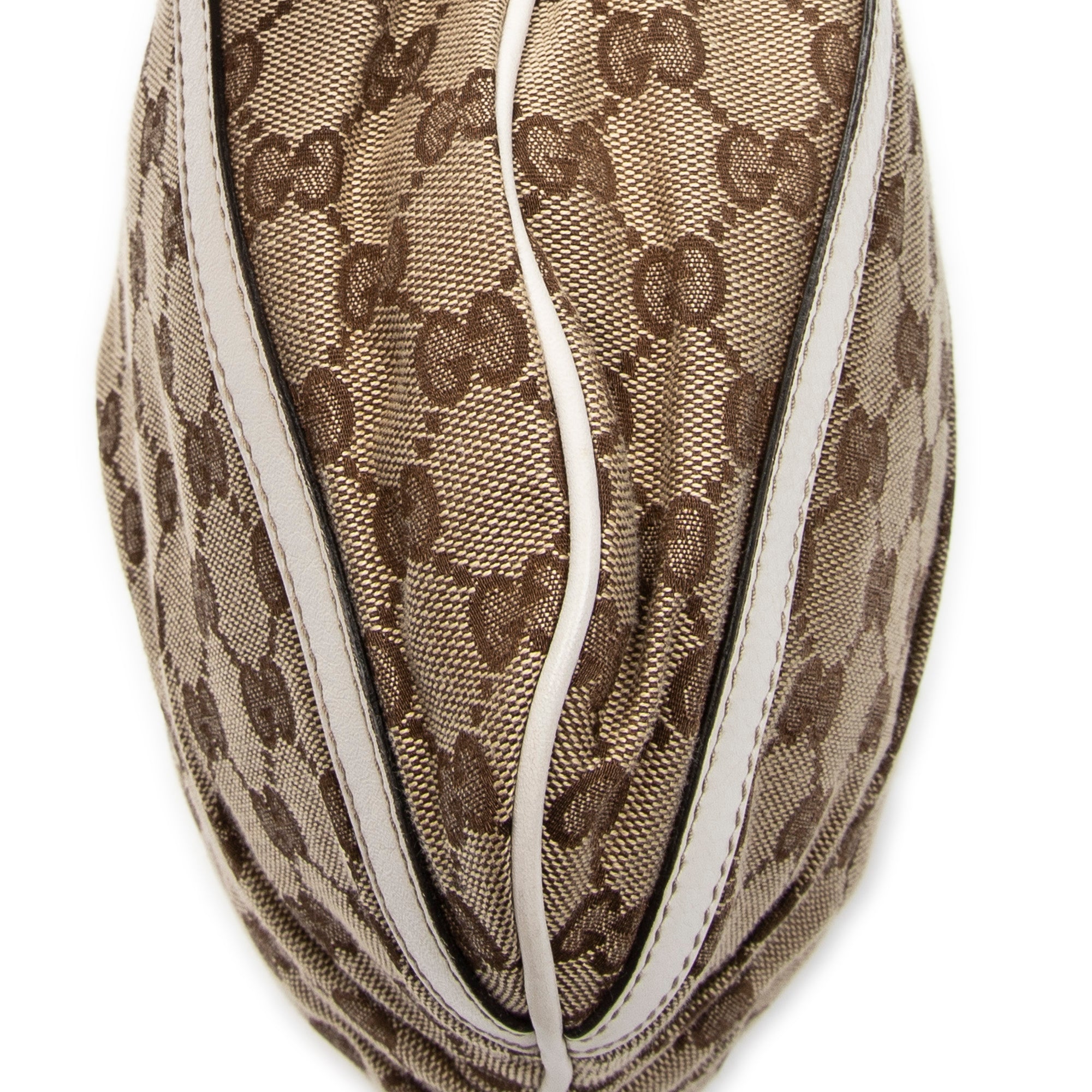 Bolso de hombro con anilla en D de lona con monograma beige