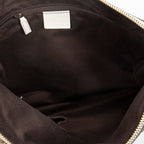 Bolso de hombro con anilla en D de lona con monograma beige