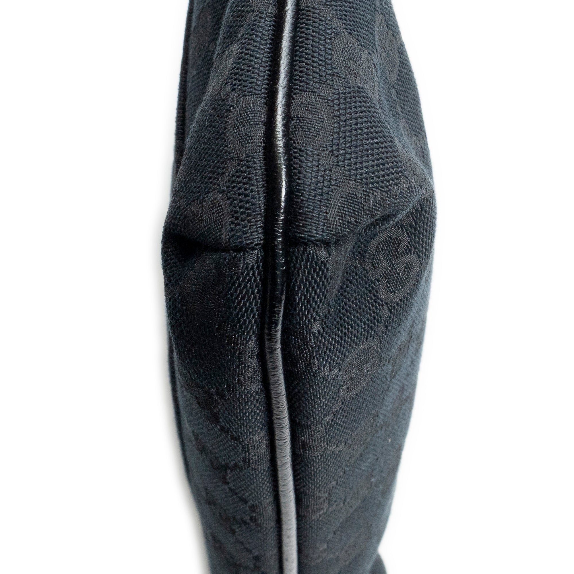 Shoulder Bag Front Slip Pocket Crossbody Black Monogrammed Canvas