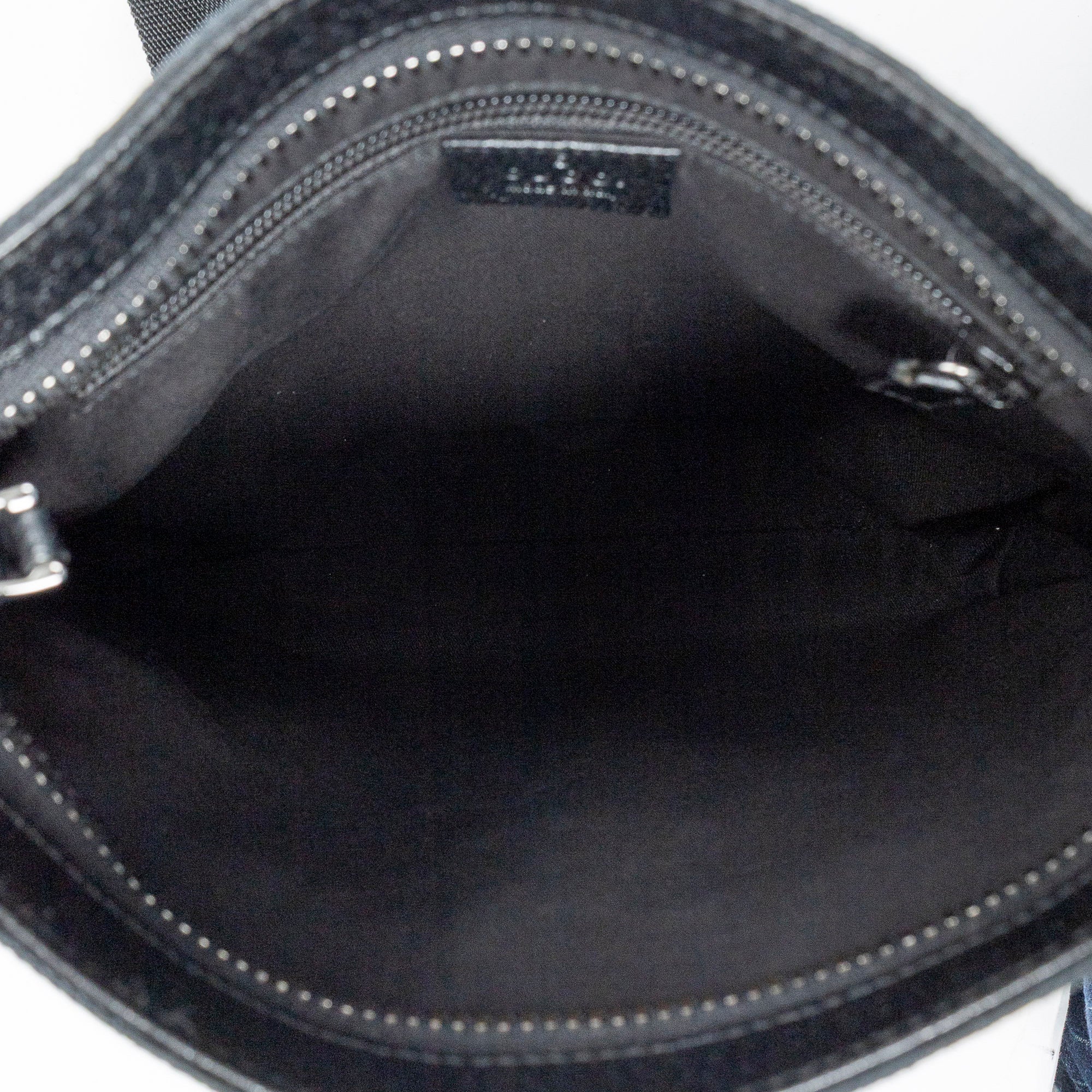 Shoulder Bag Front Slip Pocket Crossbody Black Monogrammed Canvas