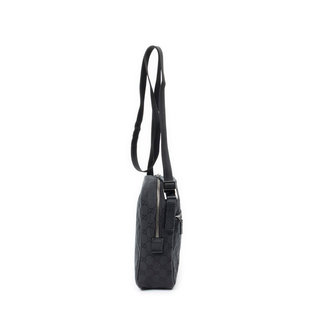 Shoulder Bag Small Square Crossbody Black Monogrammed Canvas