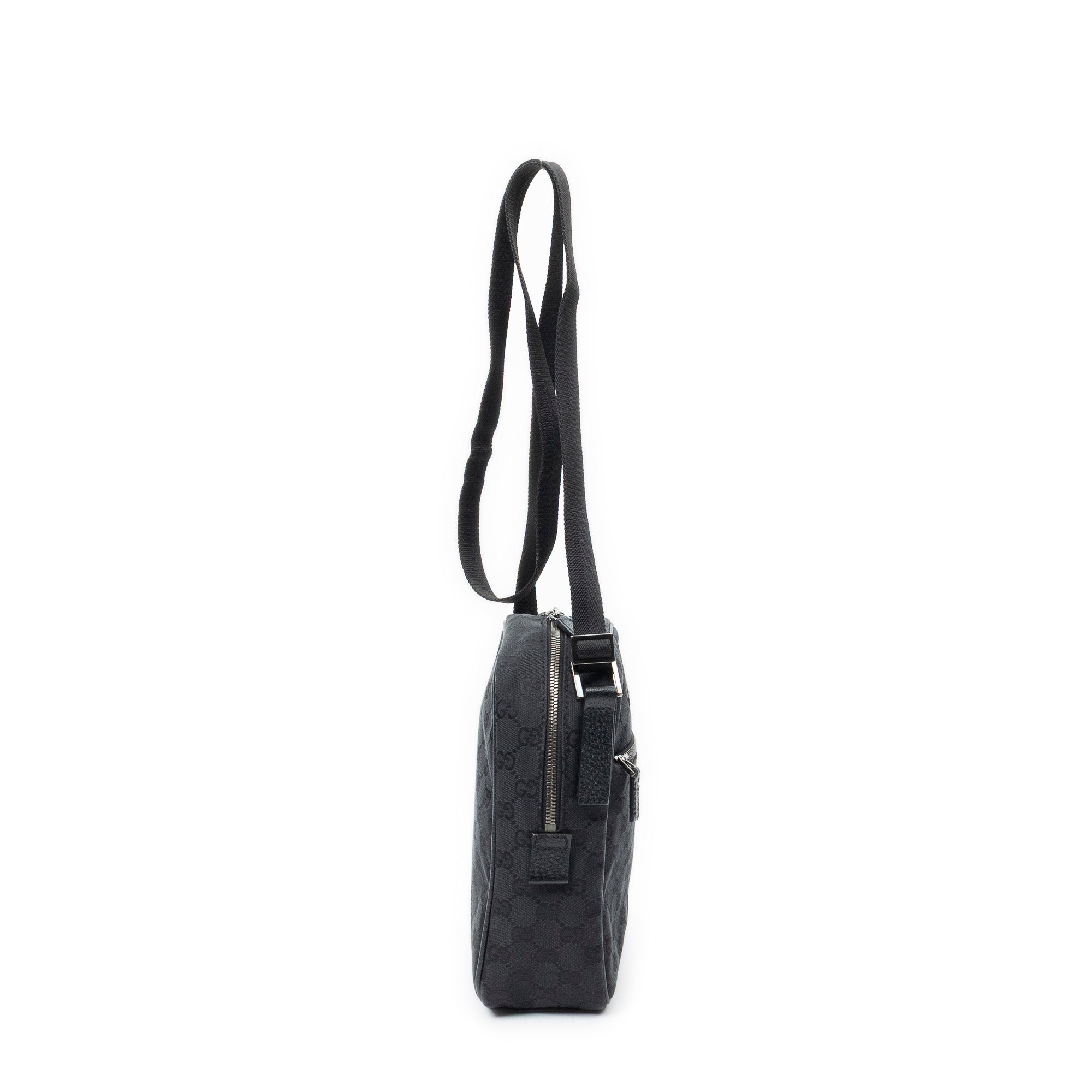 Shoulder Bag Small Square Crossbody Black Monogrammed Canvas
