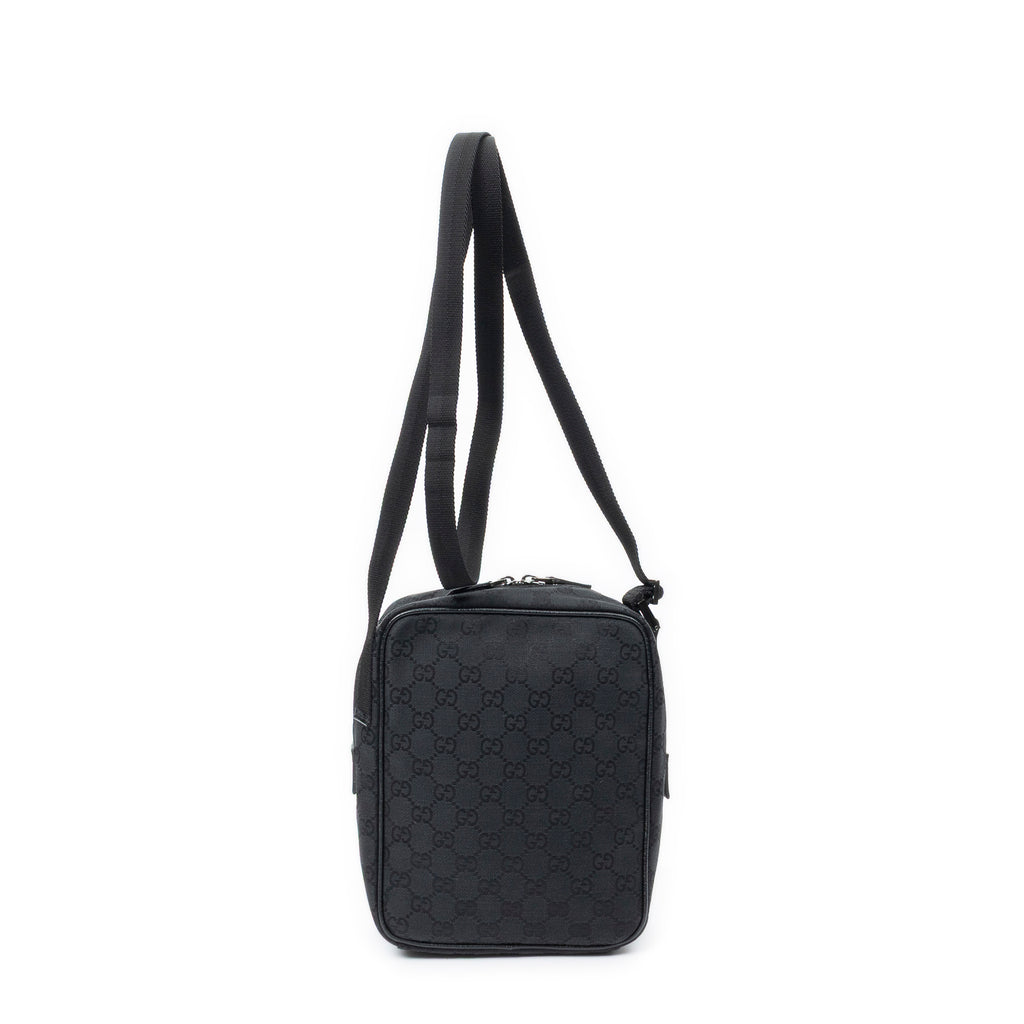 Shoulder Bag Small Square Crossbody Black Monogrammed Canvas