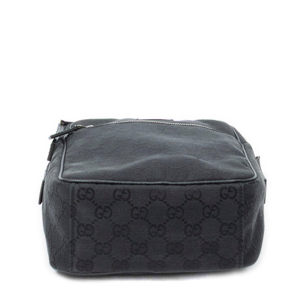 Shoulder Bag Small Square Crossbody Black Monogrammed Canvas