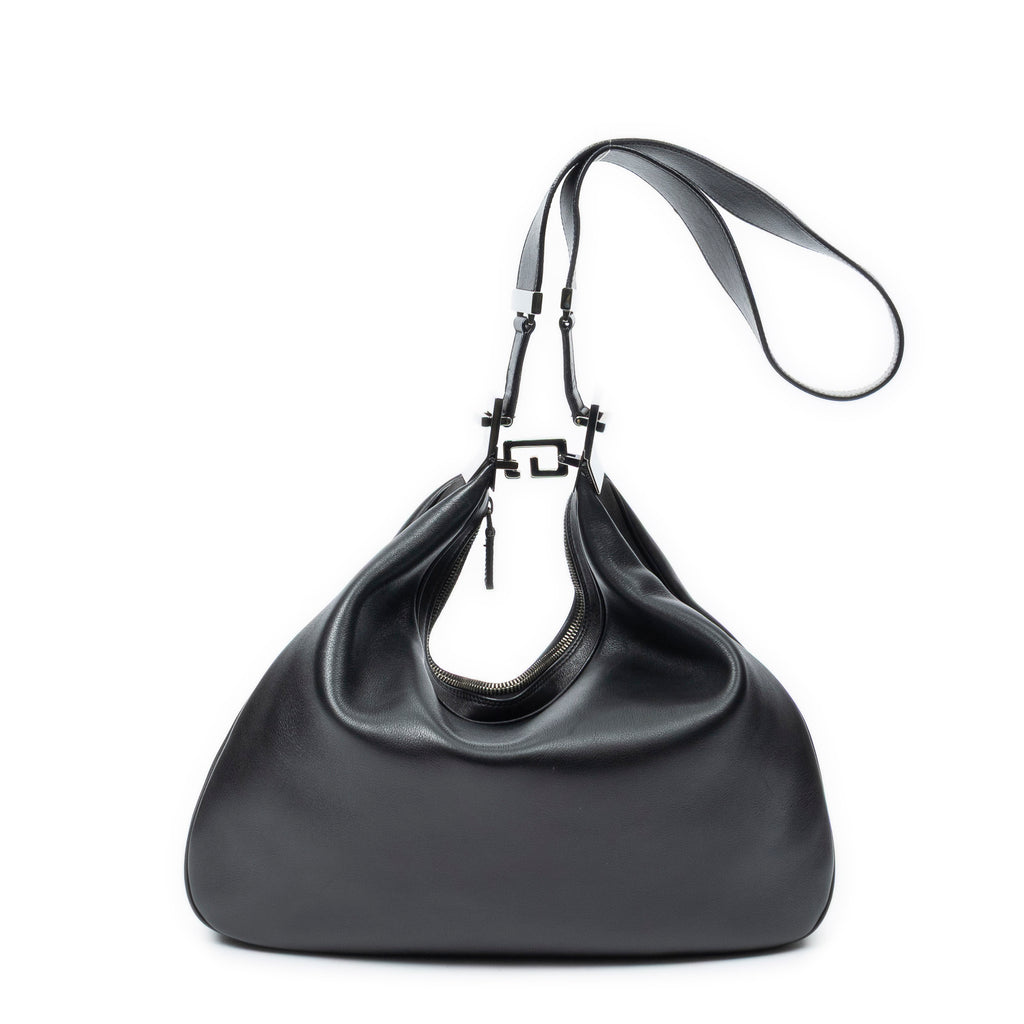 Shoulder Bag Attache Hobo Black Smooth Calfskin Leather