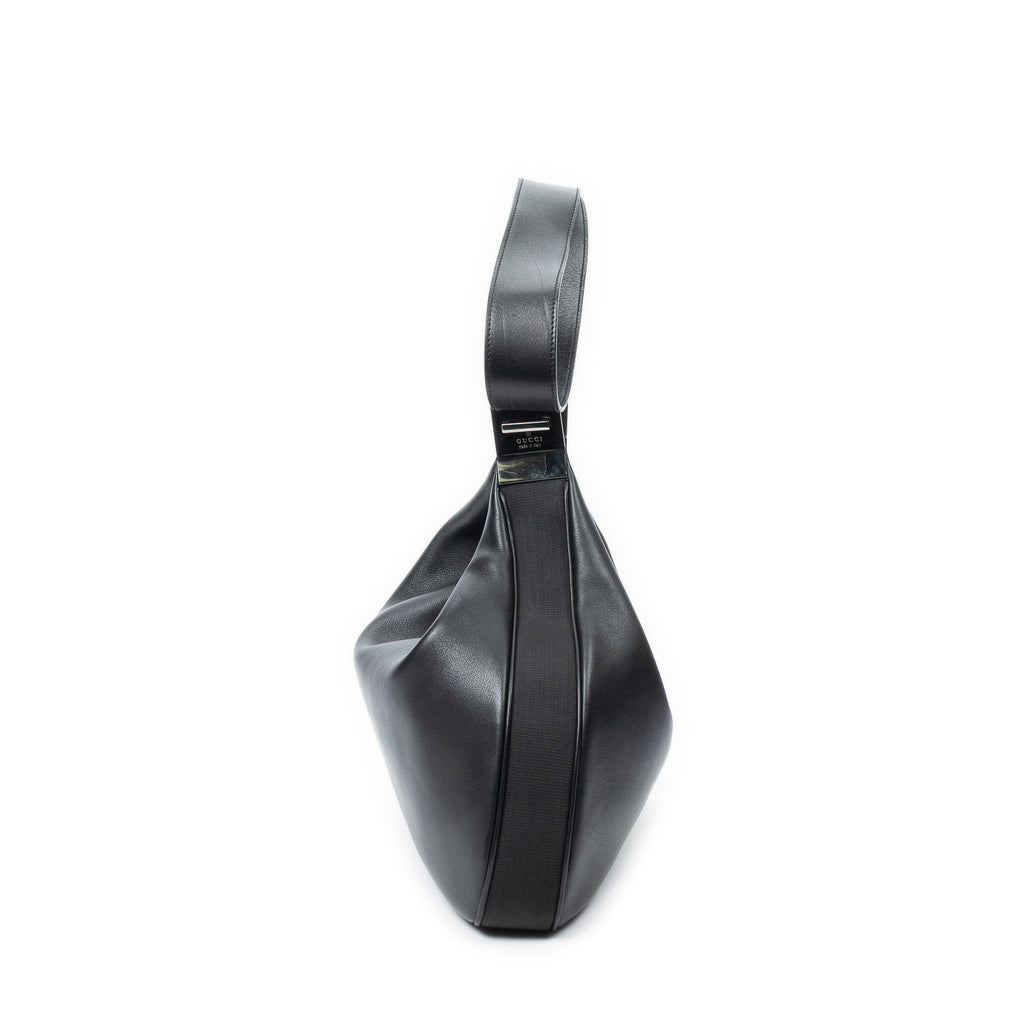 Shoulder Bag Attache Hobo Black Smooth Calfskin Leather