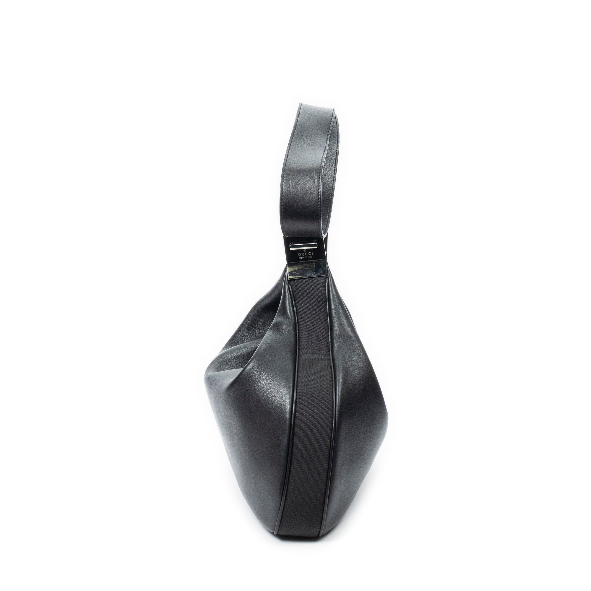 Shoulder Bag Attache Hobo Black Smooth Calfskin Leather