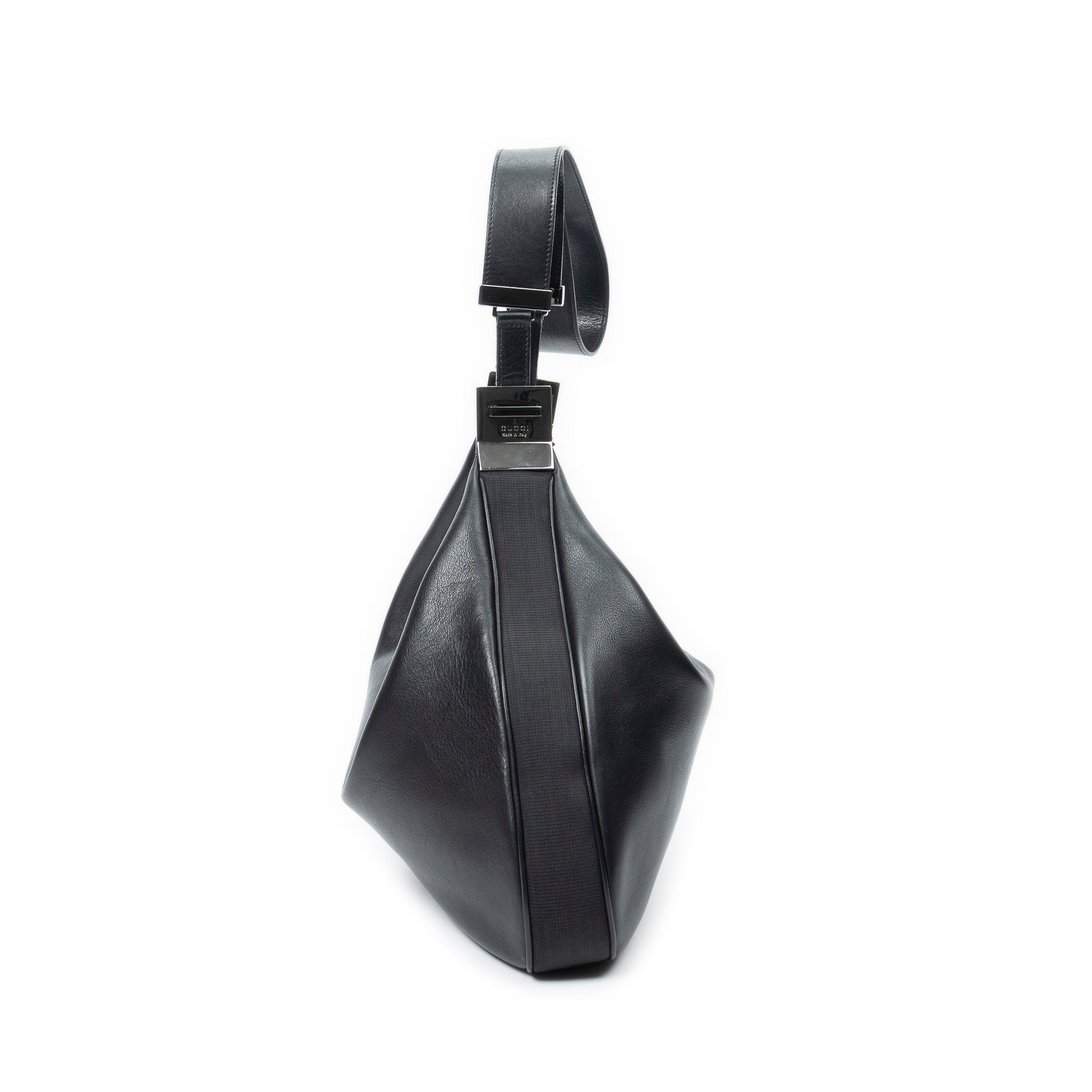 Shoulder Bag Attache Hobo Black Smooth Calfskin Leather