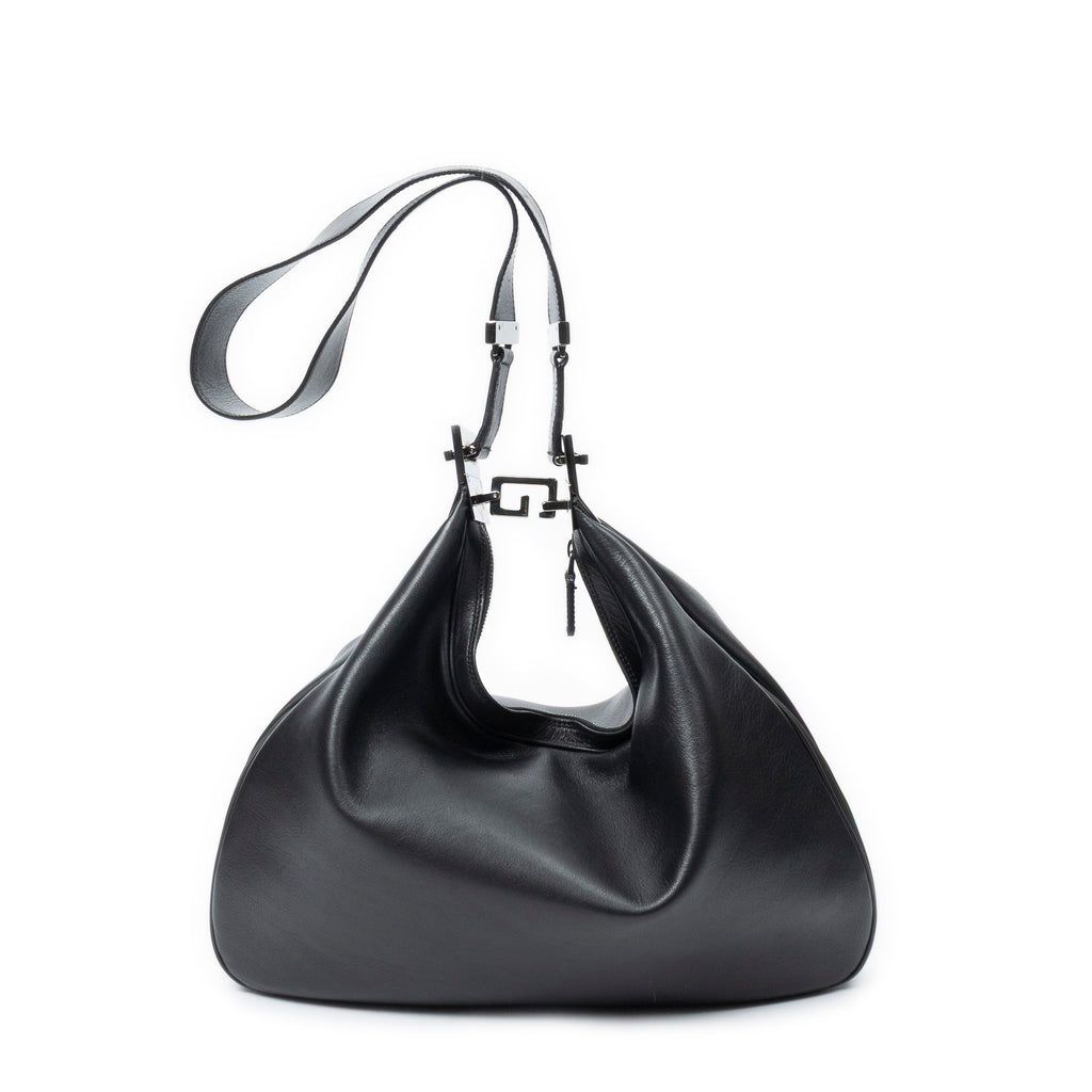 Shoulder Bag Attache Hobo Black Smooth Calfskin Leather