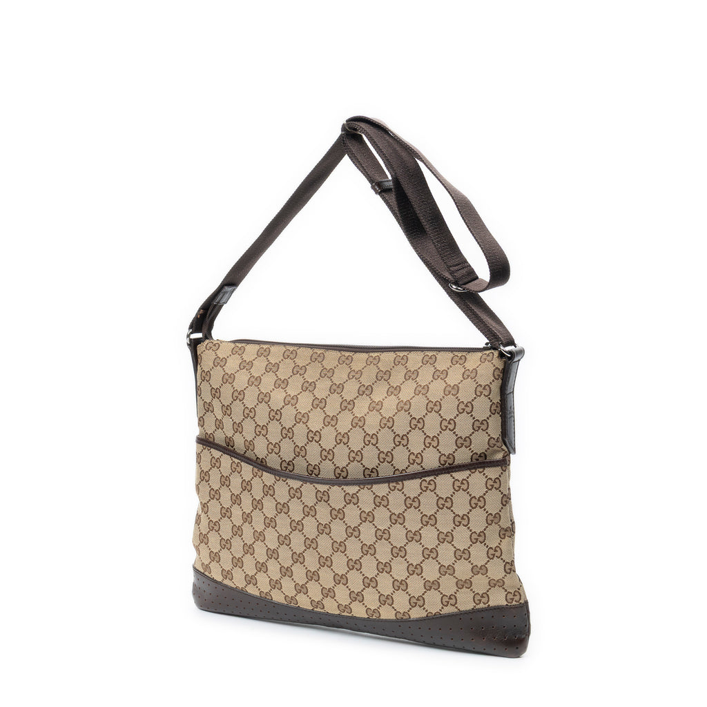 Shoulder Bag Large Messenger Beige Monogrammed Canvas