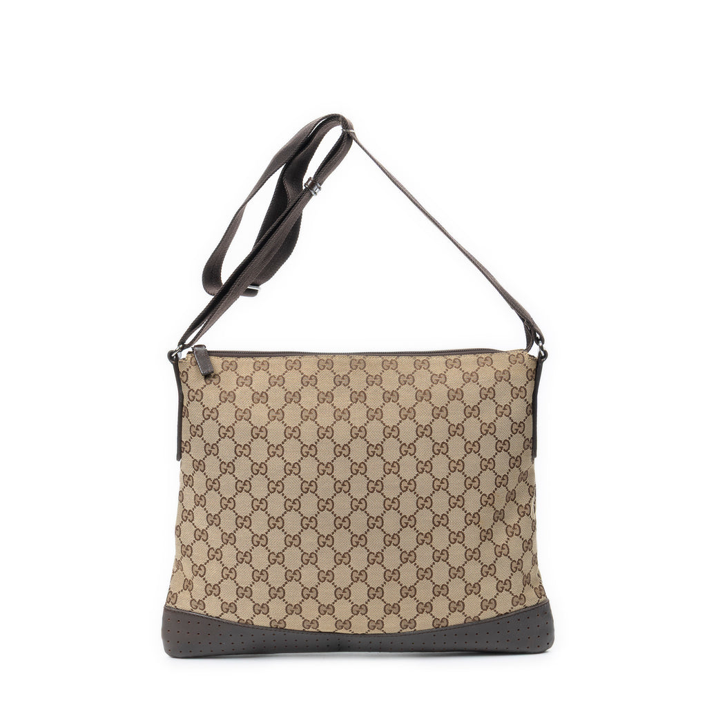 Shoulder Bag Large Messenger Beige Monogrammed Canvas