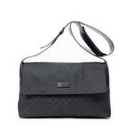 Shoulder Bag Large Messenger Black Monogrammed Nylon Canvas