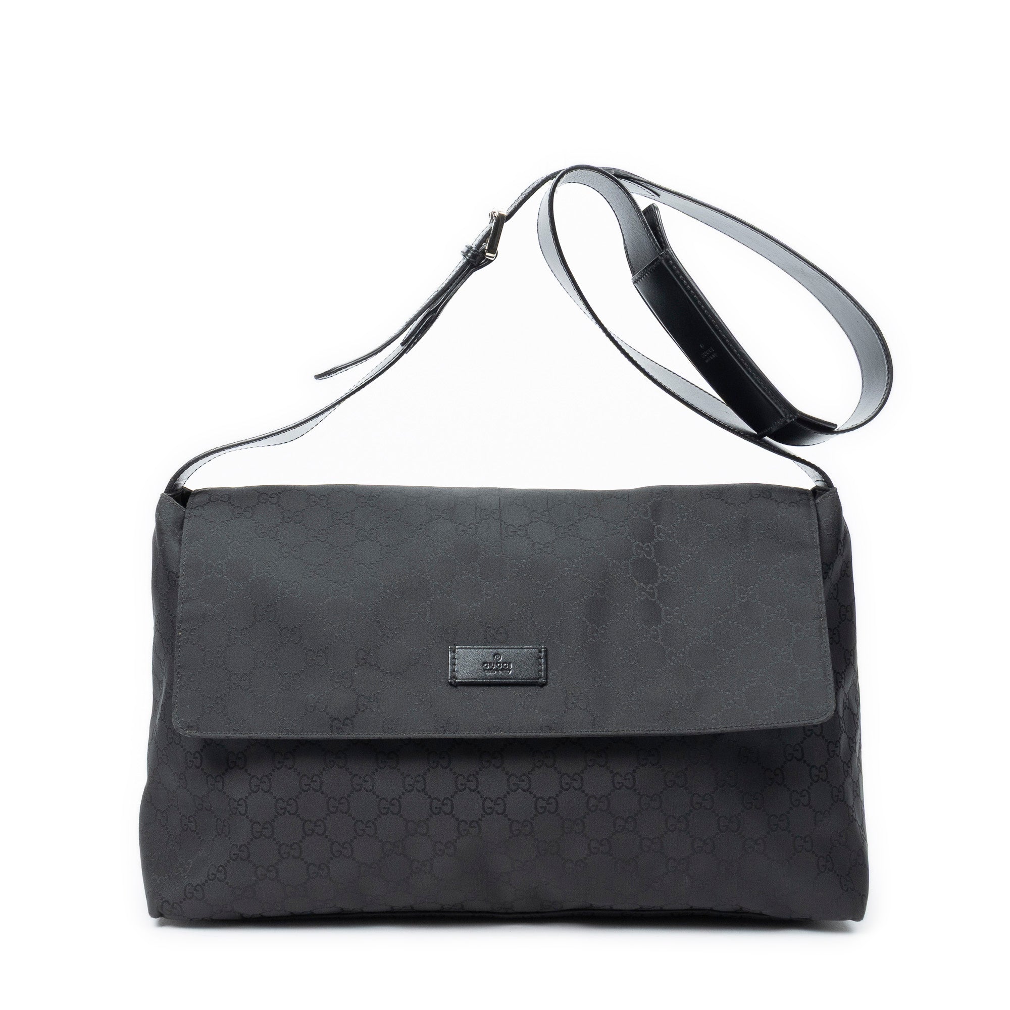 Shoulder Bag Large Messenger Black Monogrammed Nylon Canvas