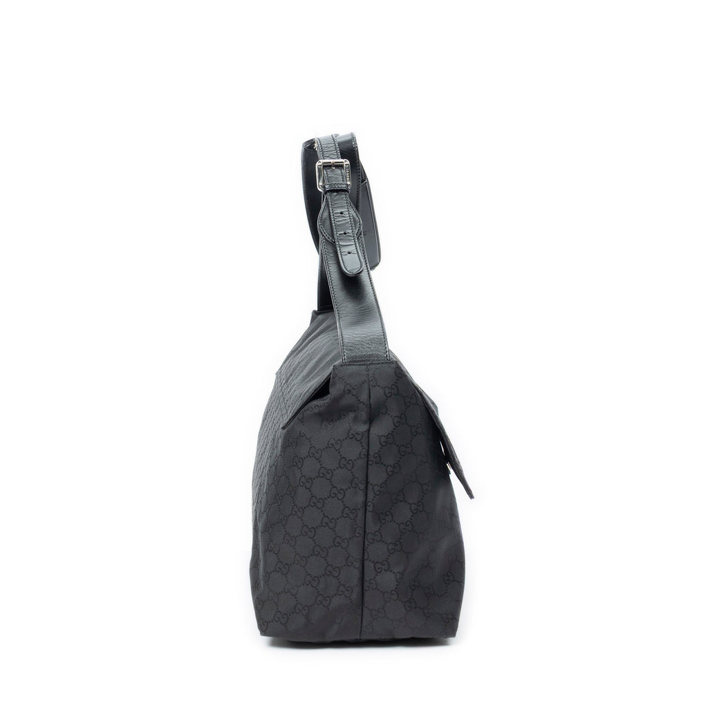 Shoulder Bag Large Messenger Black Monogrammed Nylon Canvas