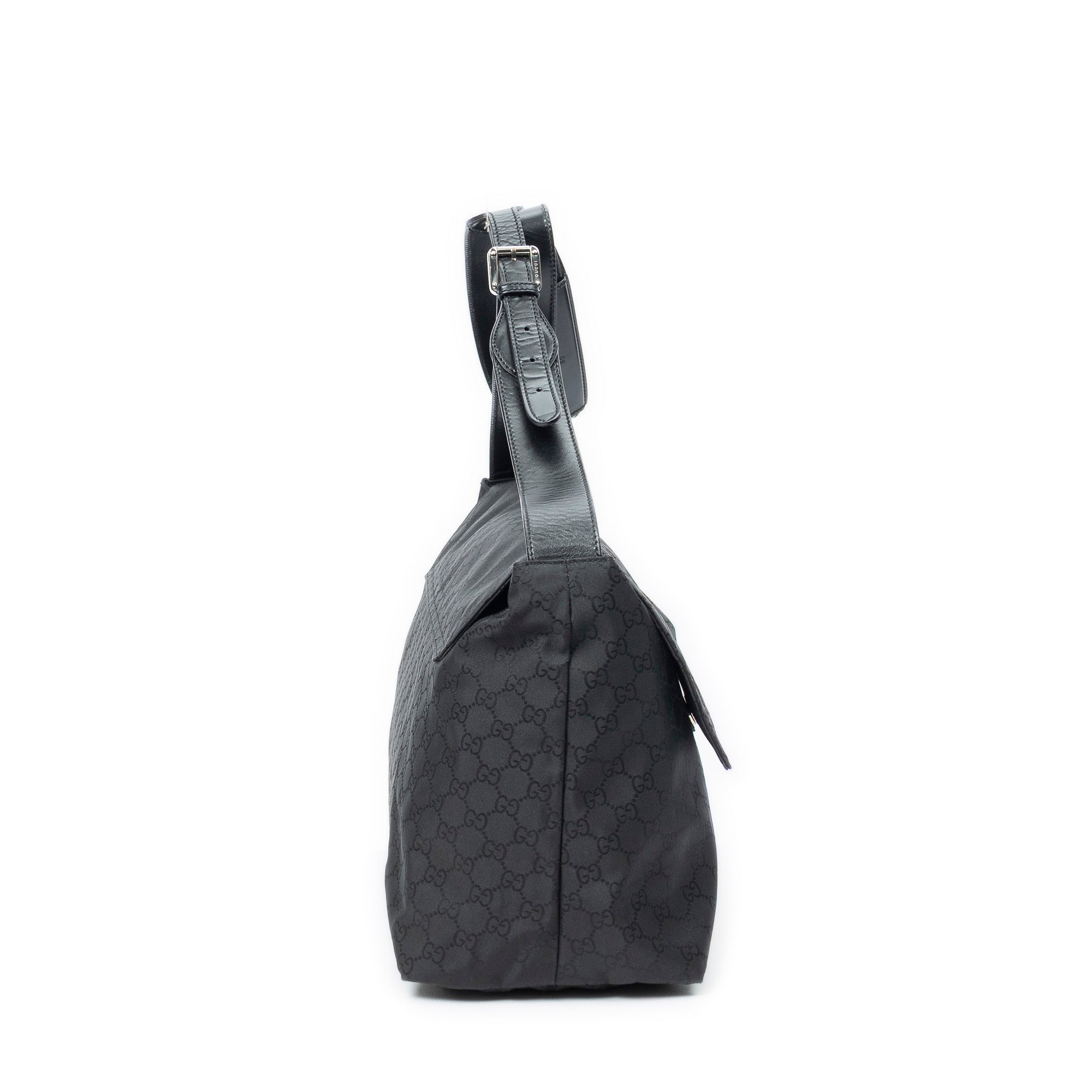 Shoulder Bag Large Messenger Black Monogrammed Nylon Canvas