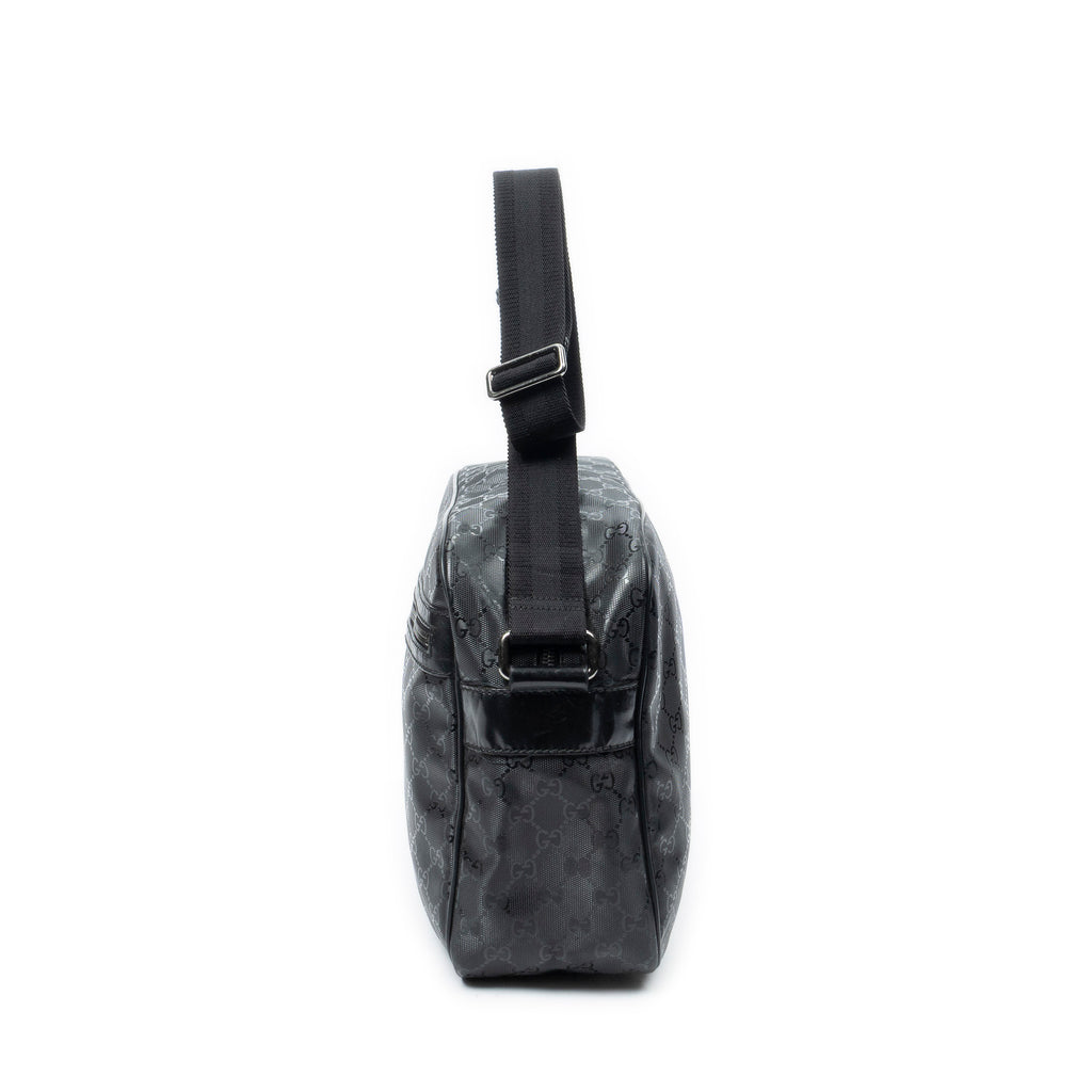 Shoulder Bag Large Messenger Black Guccissima Imprint Coated Canvas