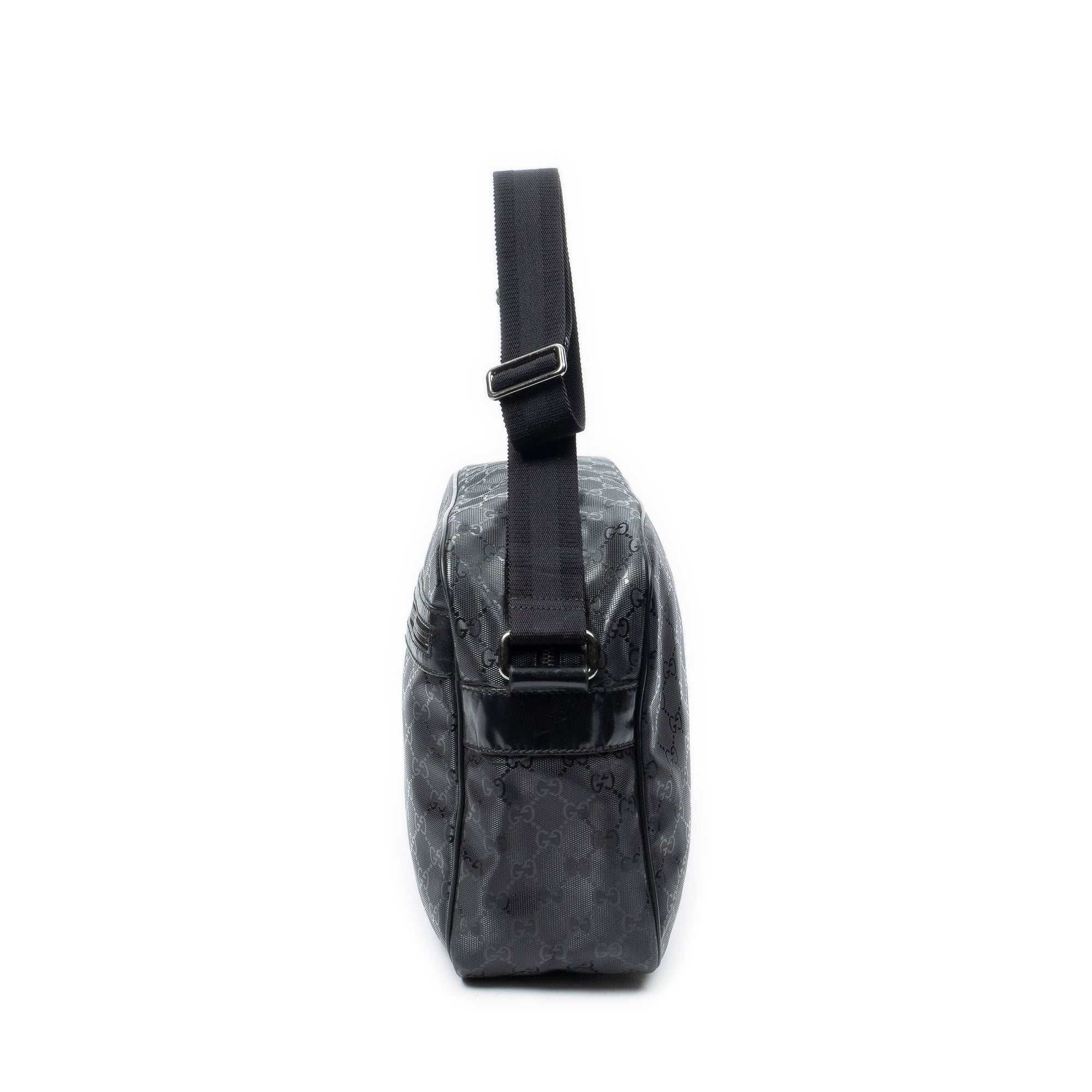 Shoulder Bag Large Messenger Black Guccissima Imprint Coated Canvas
