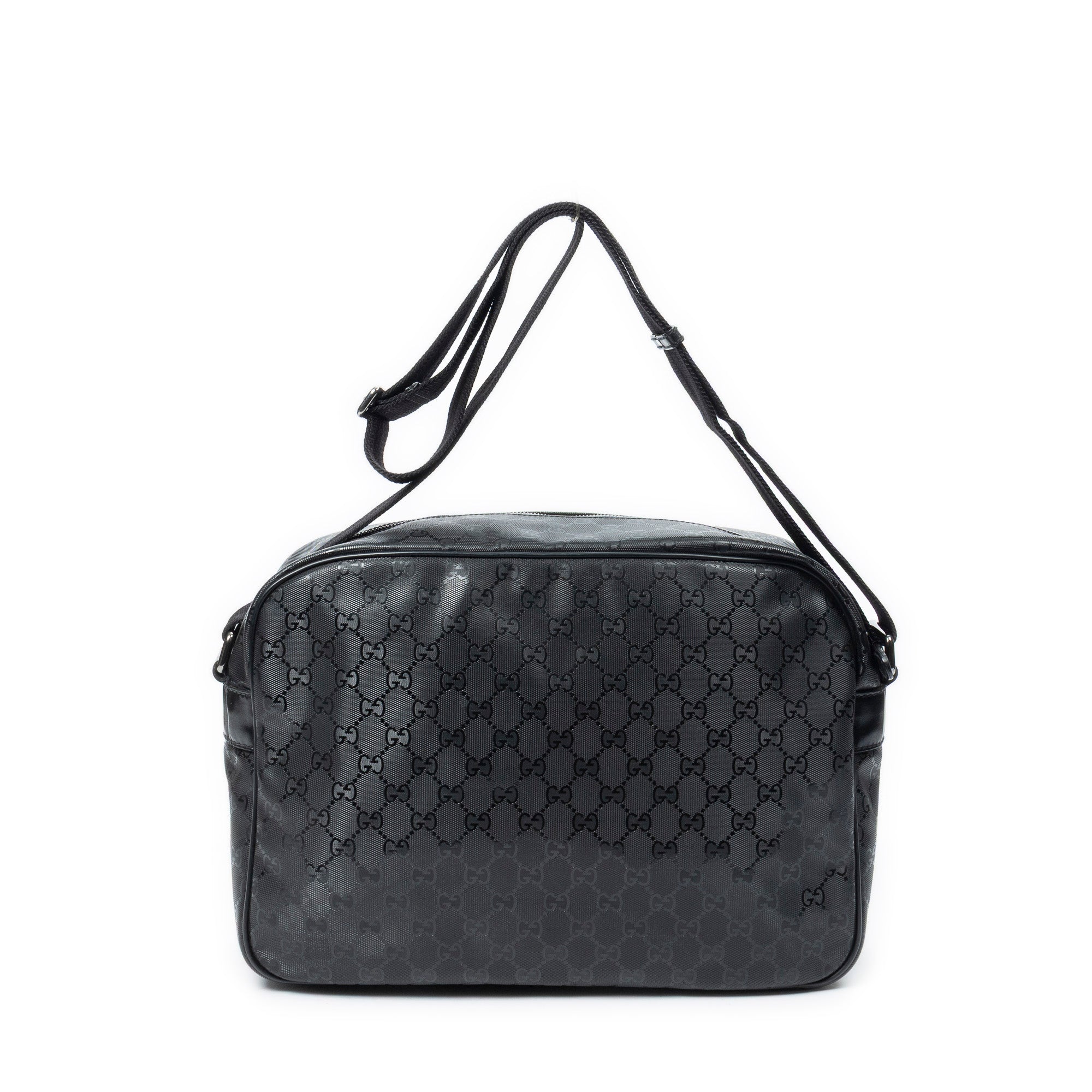 Shoulder Bag Large Messenger Black Guccissima Imprint Coated Canvas