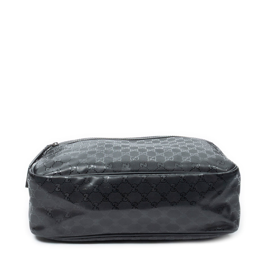 Shoulder Bag Large Messenger Black Guccissima Imprint Coated Canvas