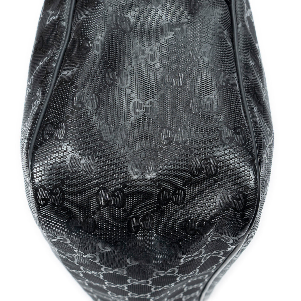 Shoulder Bag Large Messenger Black Guccissima Imprint Coated Canvas