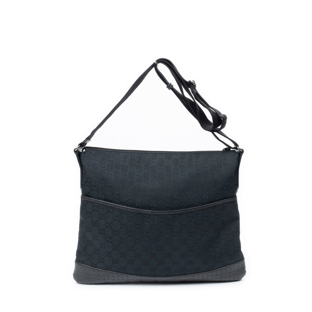 Shoulder Bag Large Messenger Black Monogrammed Canvas