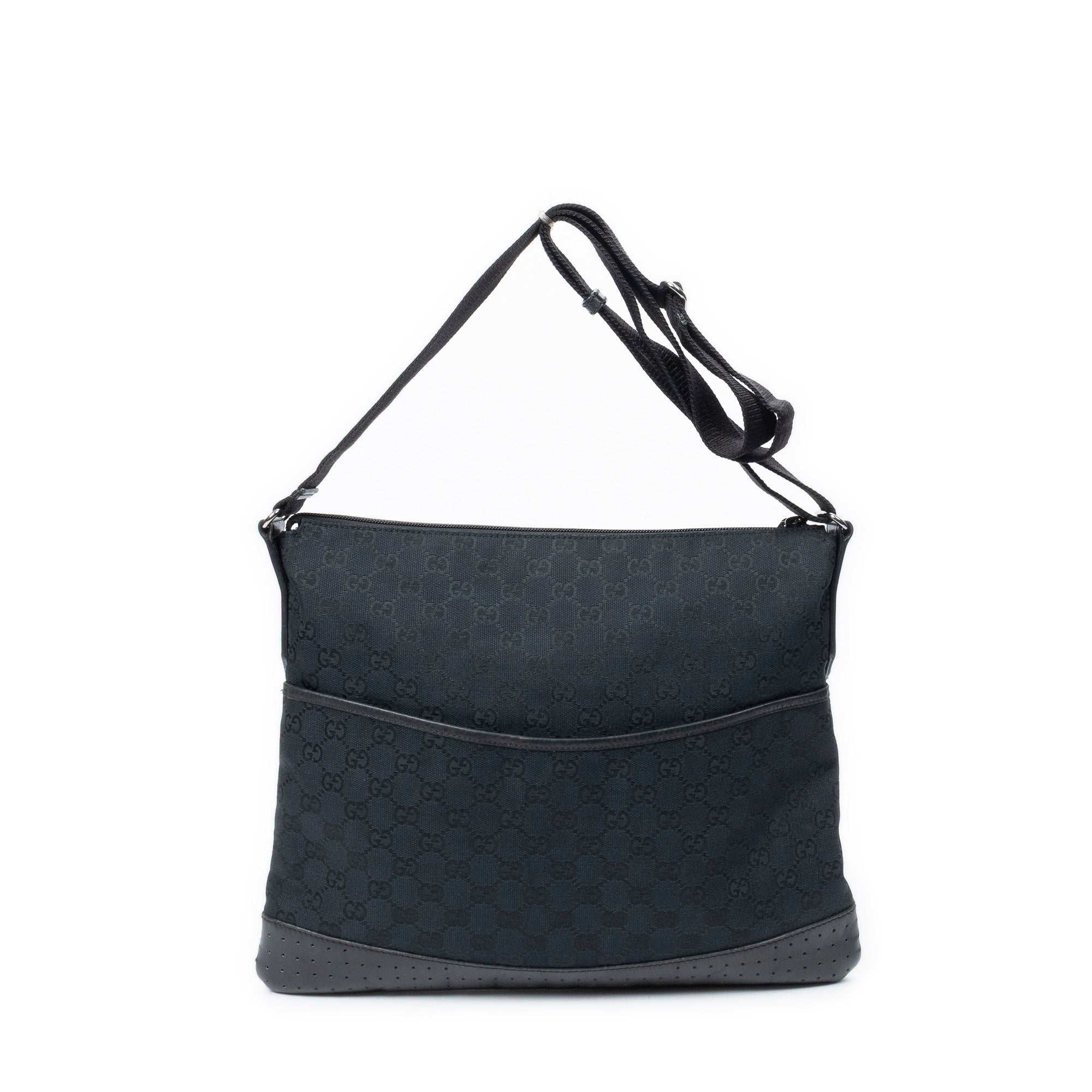 Shoulder Bag Large Messenger Black Monogrammed Canvas