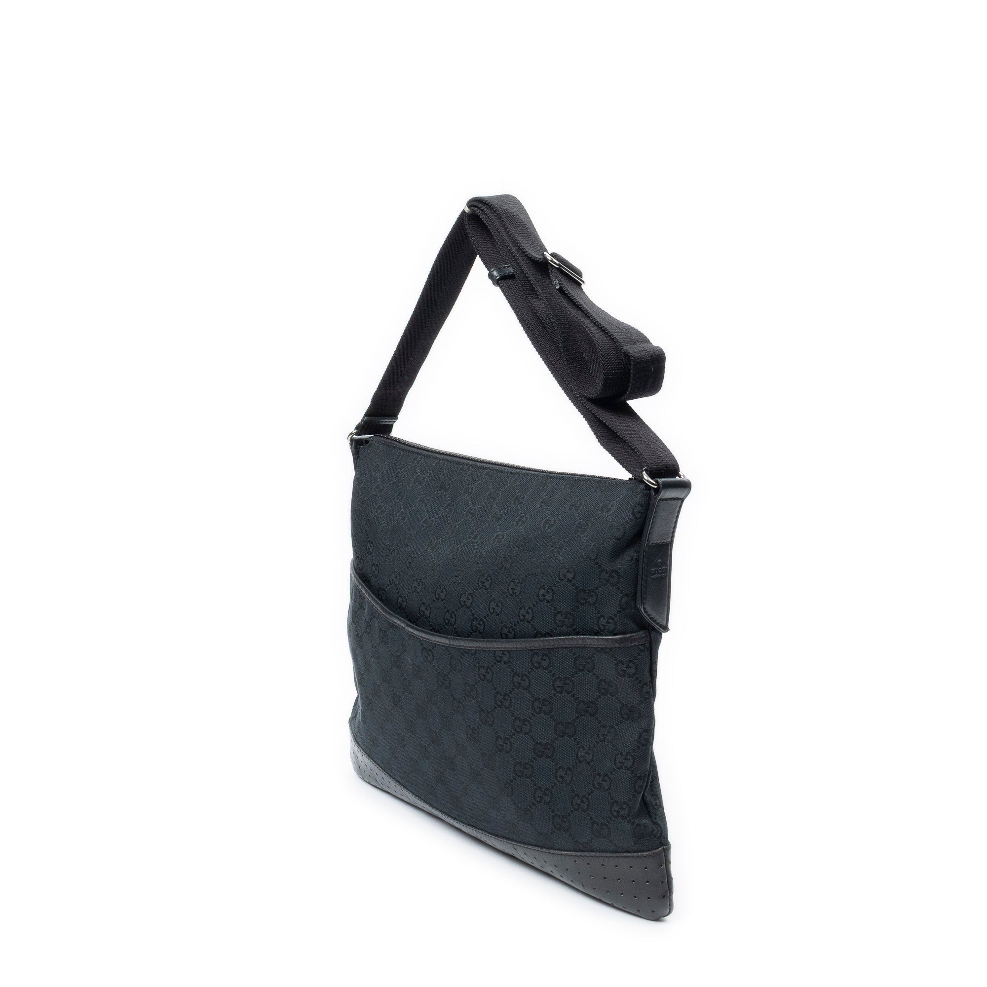 Shoulder Bag Large Messenger Black Monogrammed Canvas
