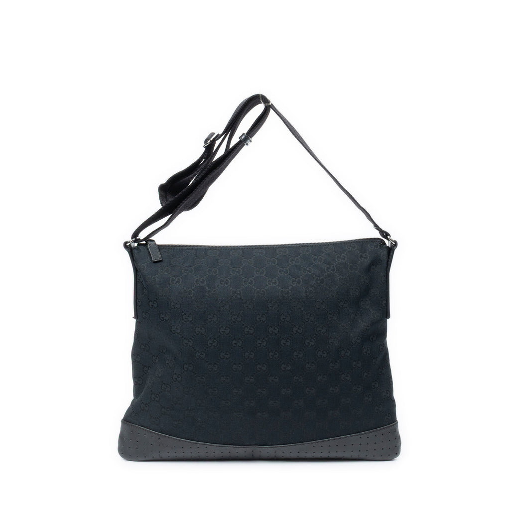Shoulder Bag Large Messenger Black Monogrammed Canvas