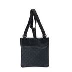 Shoulder Bag Small Flat Messenger Black Monogrammed Canvas