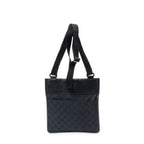 Bolso de Hombro Plano Pequeño Bandolera Lona Negra Monogramada