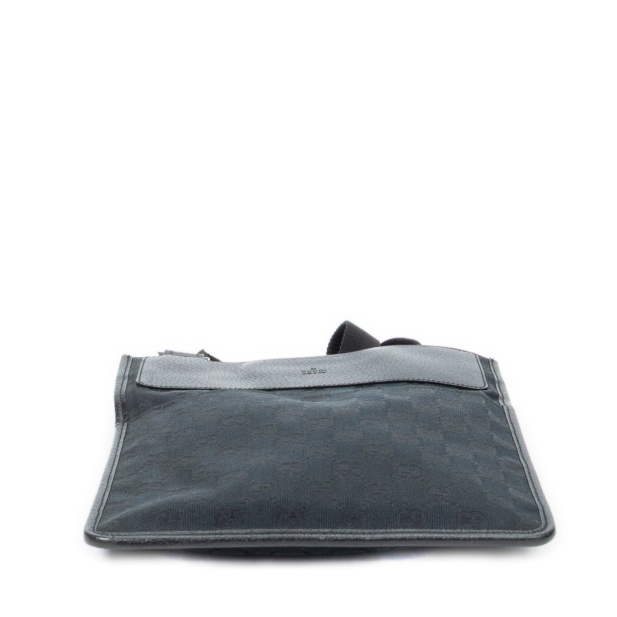 Shoulder Bag Small Flat Messenger Black Monogrammed Canvas