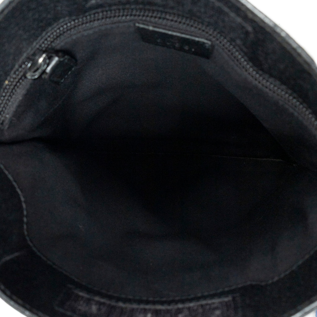 Shoulder Bag Small Flat Messenger Black Monogrammed Canvas
