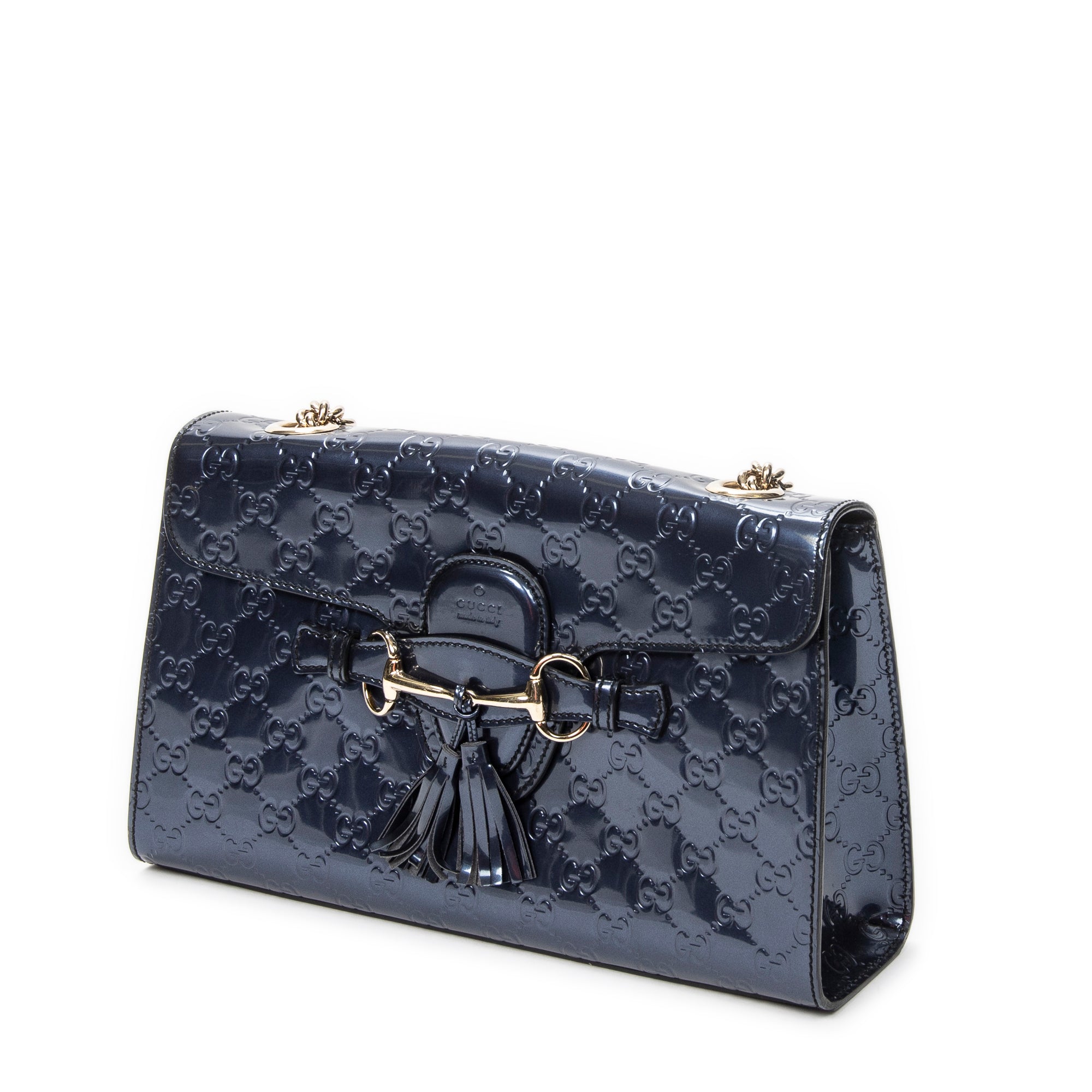 Shoulder Bag Medium Emily Chain Flap Purple Guccissima Patent Leather
