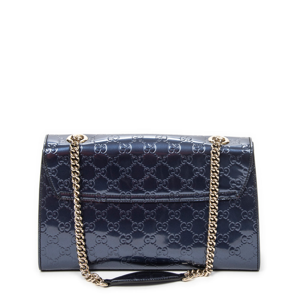 Shoulder Bag Medium Emily Chain Flap Purple Guccissima Patent Leather