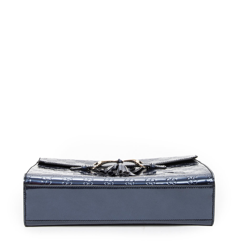 Shoulder Bag Medium Emily Chain Flap Purple Guccissima Patent Leather