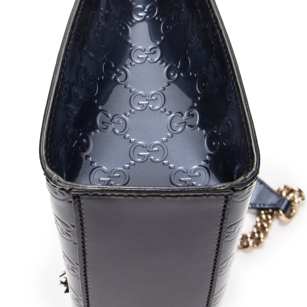 Shoulder Bag Medium Emily Chain Flap Purple Guccissima Patent Leather