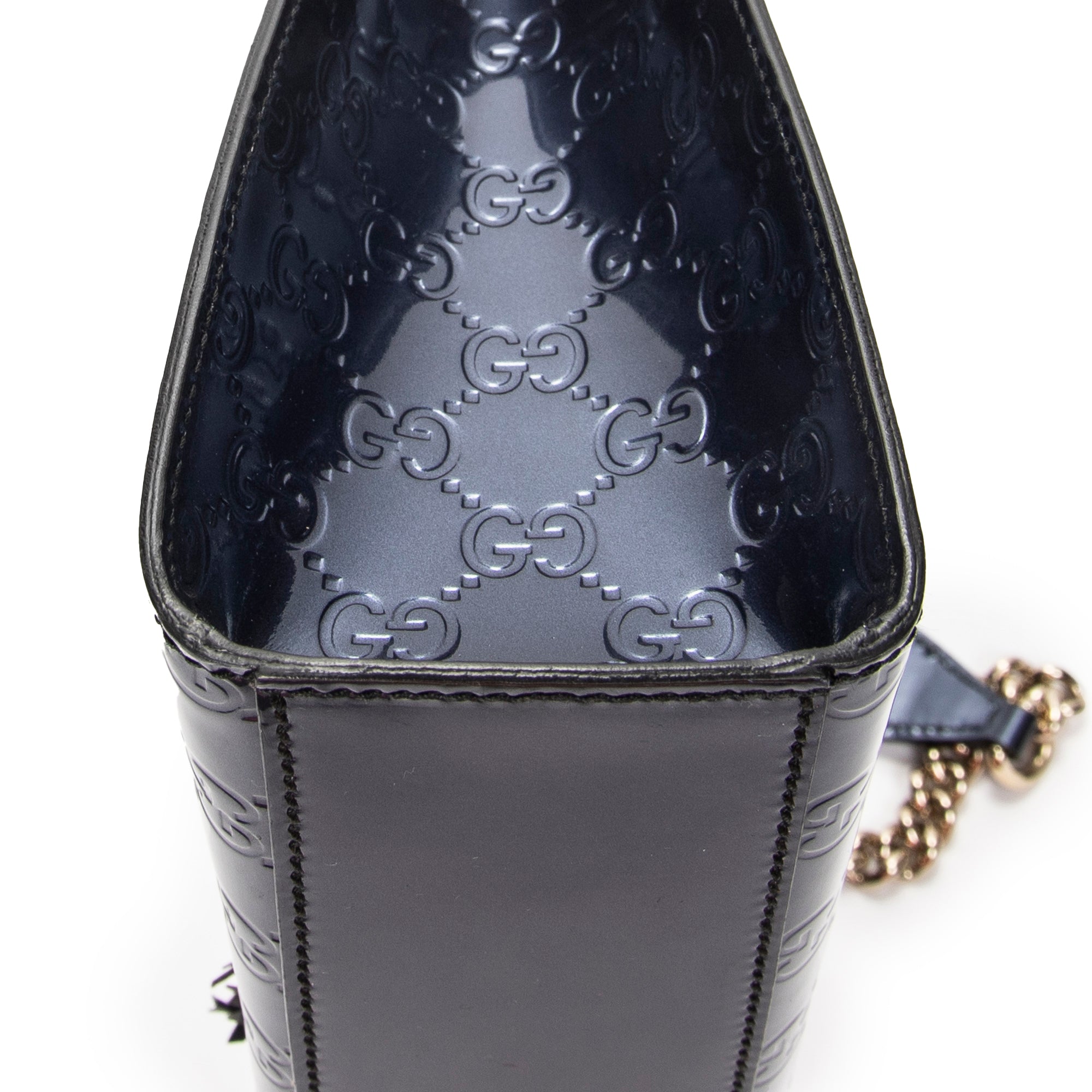 Shoulder Bag Medium Emily Chain Flap Purple Guccissima Patent Leather