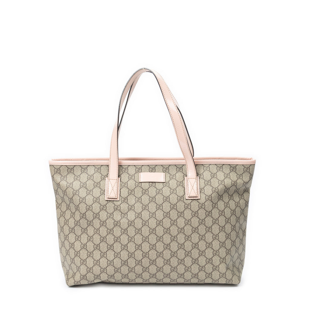 Shoulder Bag Large Zip Shopping Tote Beige Supreme Coated Canvas
