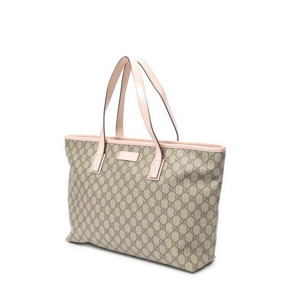 Shoulder Bag Large Zip Shopping Tote Beige Supreme Coated Canvas